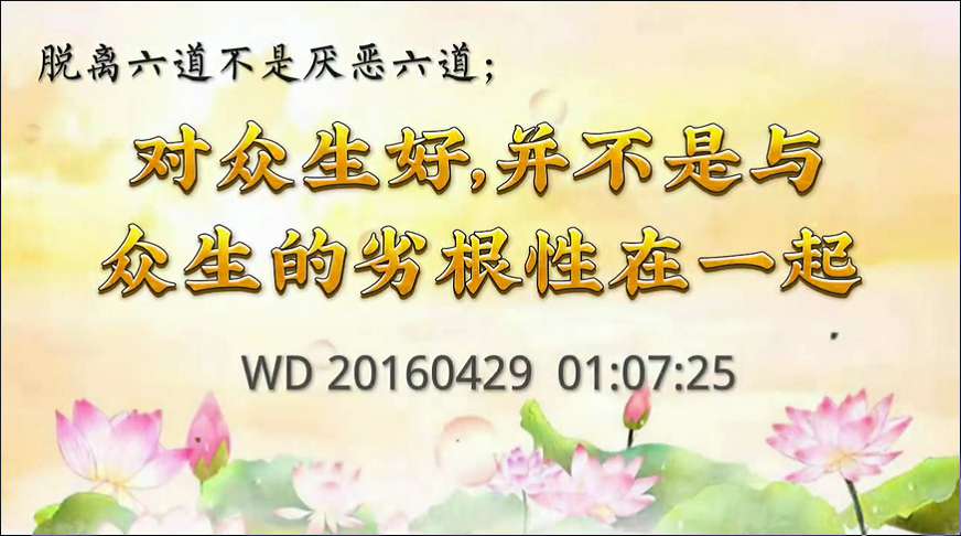 47.  脱离六道不是厌离六道，对众生好，并不是与众生的劣根性在一起。