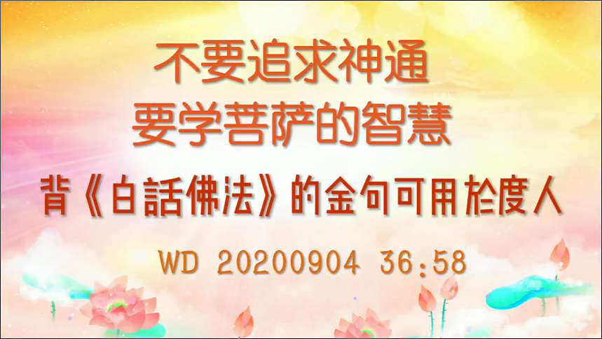 36. 不要追求神通,要学菩萨的智慧,背《BHFF》金句,可用以度人