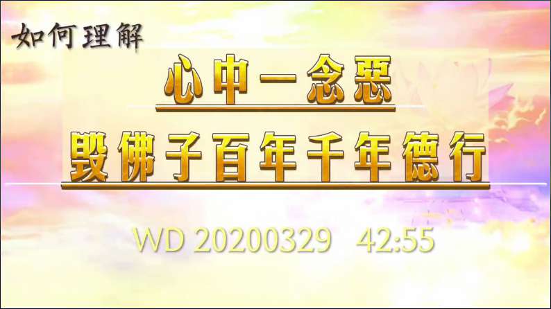 95. 如何理解“心中一念恶,毁佛子百年千年德行”(问答20200330)