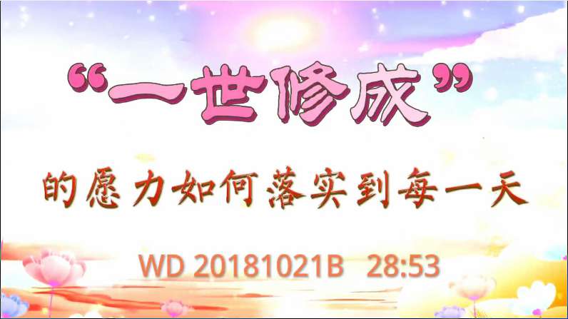 99. “一世修成”的愿力如何落实到每一天(问答20181021)