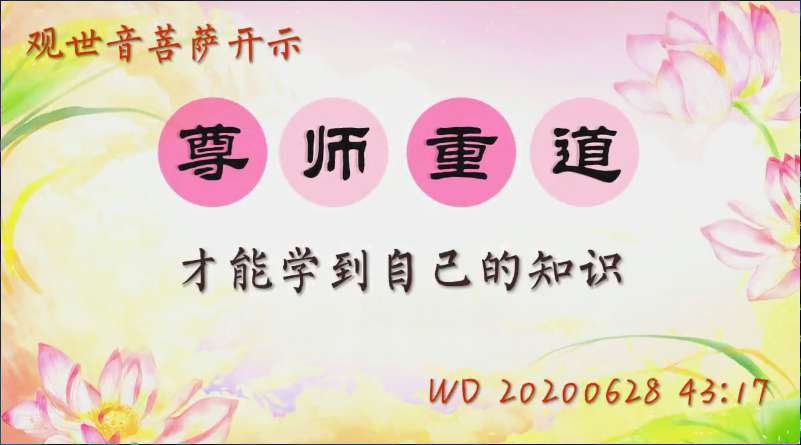 100. 观世音菩萨开示;尊师重道才能学到自己的知识(问答20200628)