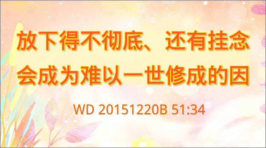2. 放下得不彻底、还有挂念,会成为难以一世修成的因(问答20151220)