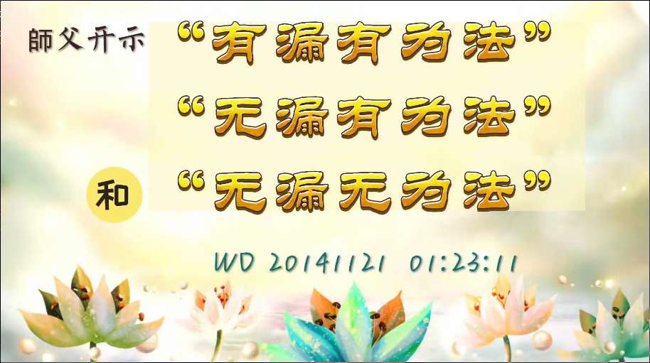 15. 師父开示“有漏有为法”、“无漏有为法”和“无漏无为法”(问答20141121)