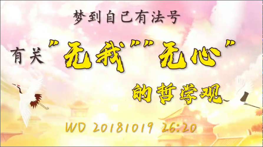 45. 梦到自己有法号;有关“无我”“无心”的哲学观(问答20181019)