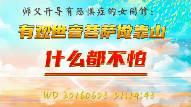 60. 师父开导有恐惧症的女同修:有观世音菩萨做靠山,什么都不怕(问答20160603)