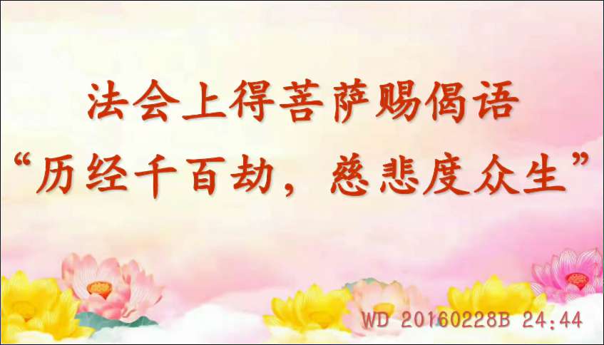 76. 法会上得菩萨赐偈语“历经千百劫,慈悲度众生” (问答20160228)